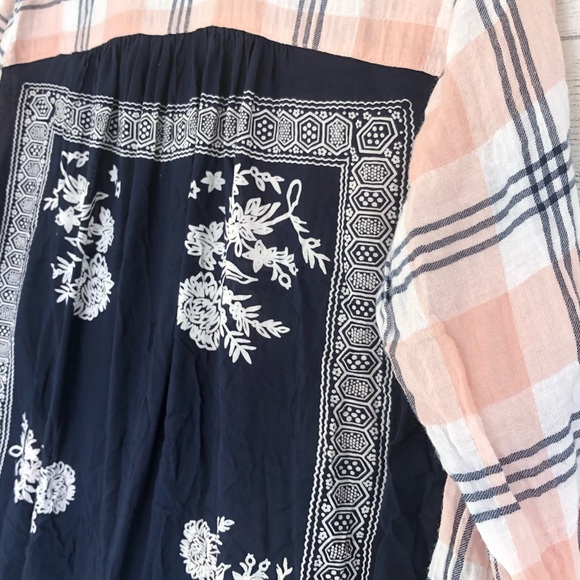 Free People Behind The Funnel Pink Plaid Buttoned - Picture 4 of 16